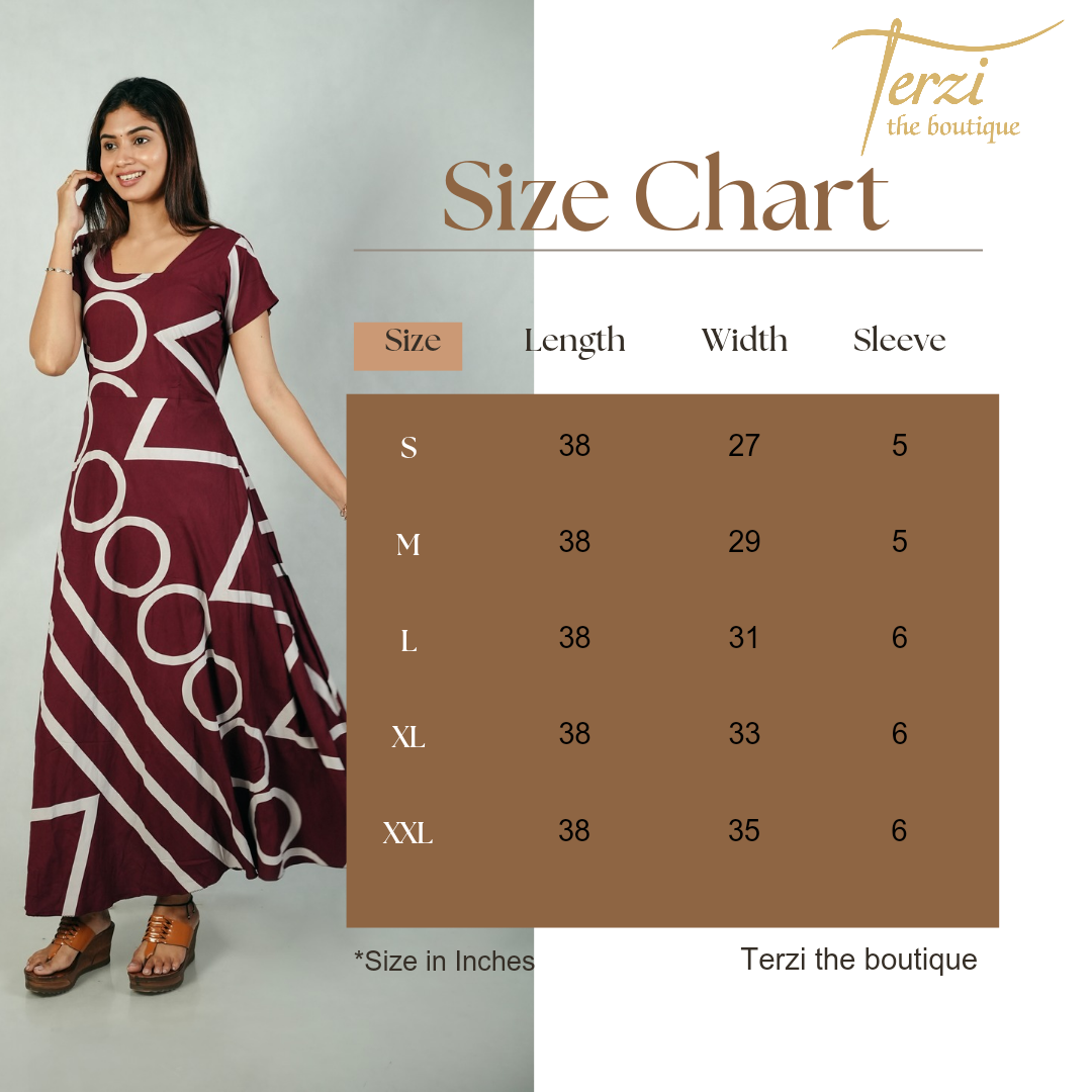 Maroon Designer Maxi cotton