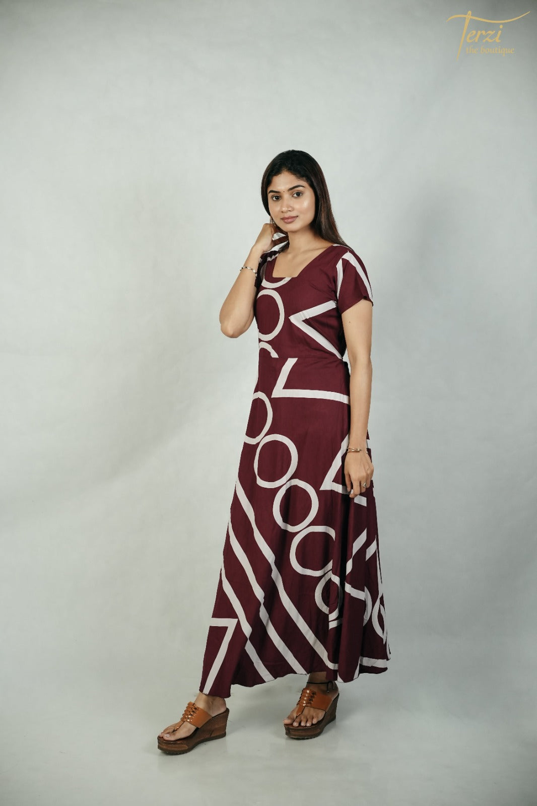 Maroon Designer Maxi cotton