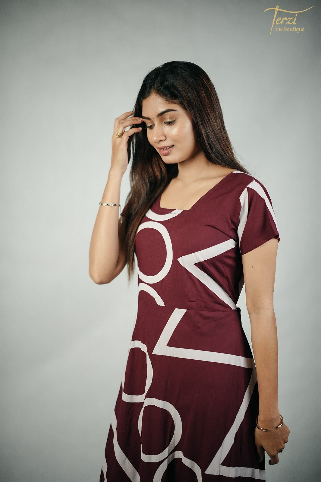 Maroon Designer Maxi cotton