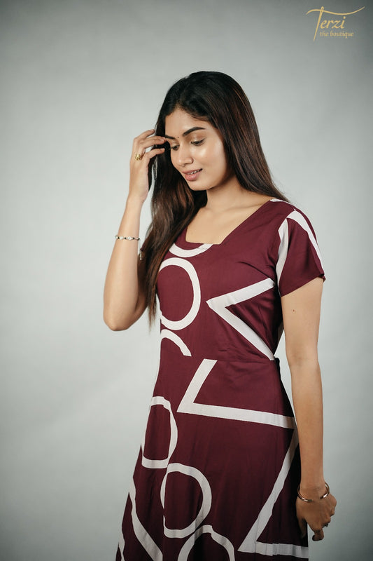 Maroon Designer Maxi cotton